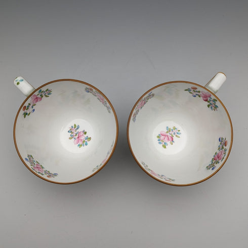 20 世紀初英國復古明頓茶杯三重奏一對雞蛇綠色